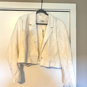 Abercrombie White Cropped Tweed Blazer